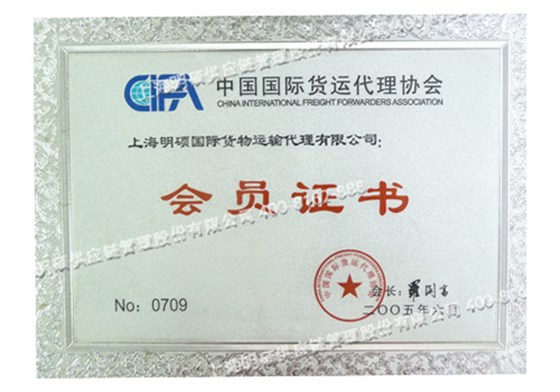 CIFA會員證書
